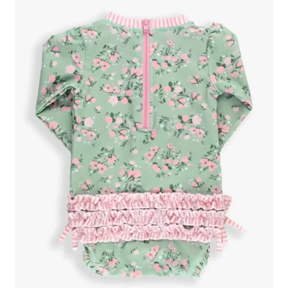 RuffleButts Long Sleeve One Piece Rash Guard Swimsuit (Bundle of 3)